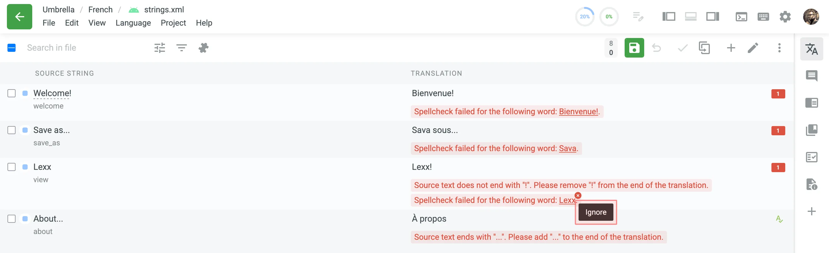 QA Checks Add to Ignore list